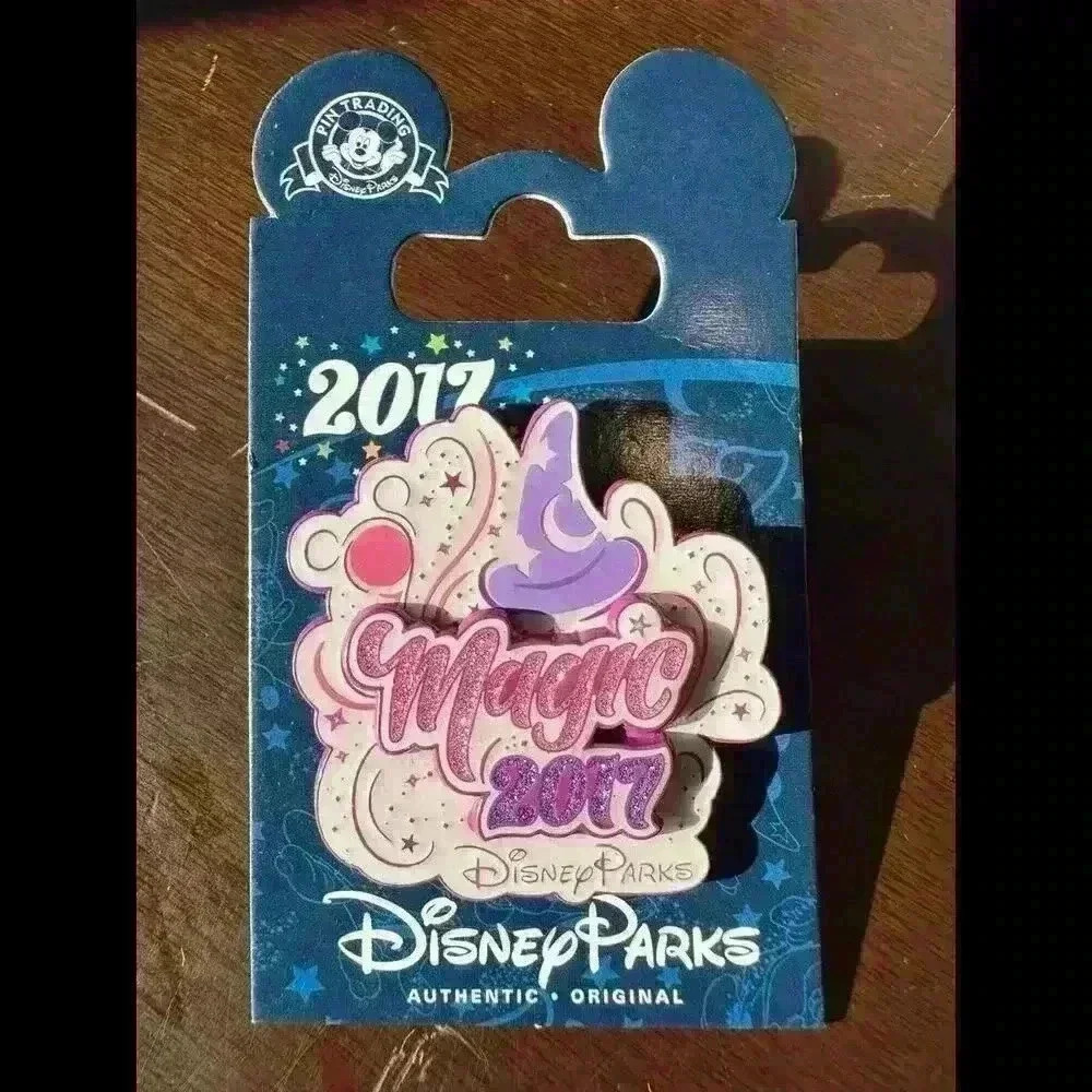 Disney Parks Magic 2017 Pin With Purple Sorcerer’s Hat, Pink Stardust, NewOnCard